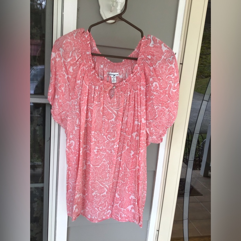 Croft & Barrow Womens top like new pink white plus size 3X casual dressy